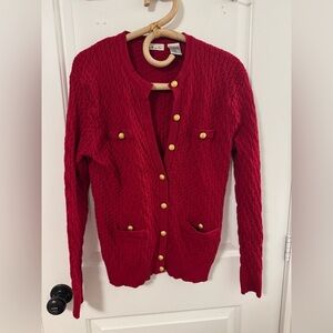 EUC Tablots merino wool Red Button-Up Women's cardigan